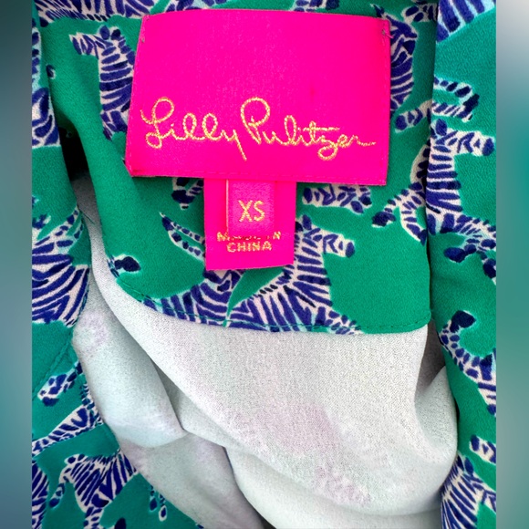 Lilly Pulitzer Winona Dress SZ XS Everglades Green Heebee Zeebees - Picture 16 of 16